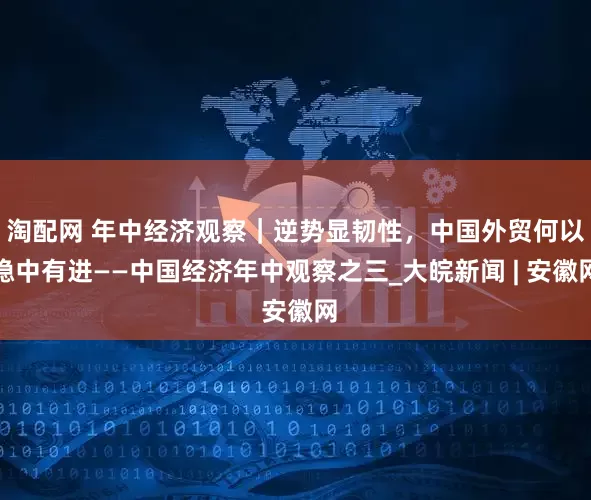 淘配网 年中经济观察｜逆势显韧性，中国外贸何以稳中有进——中国经济年中观察之三_大皖新闻 | 安徽网